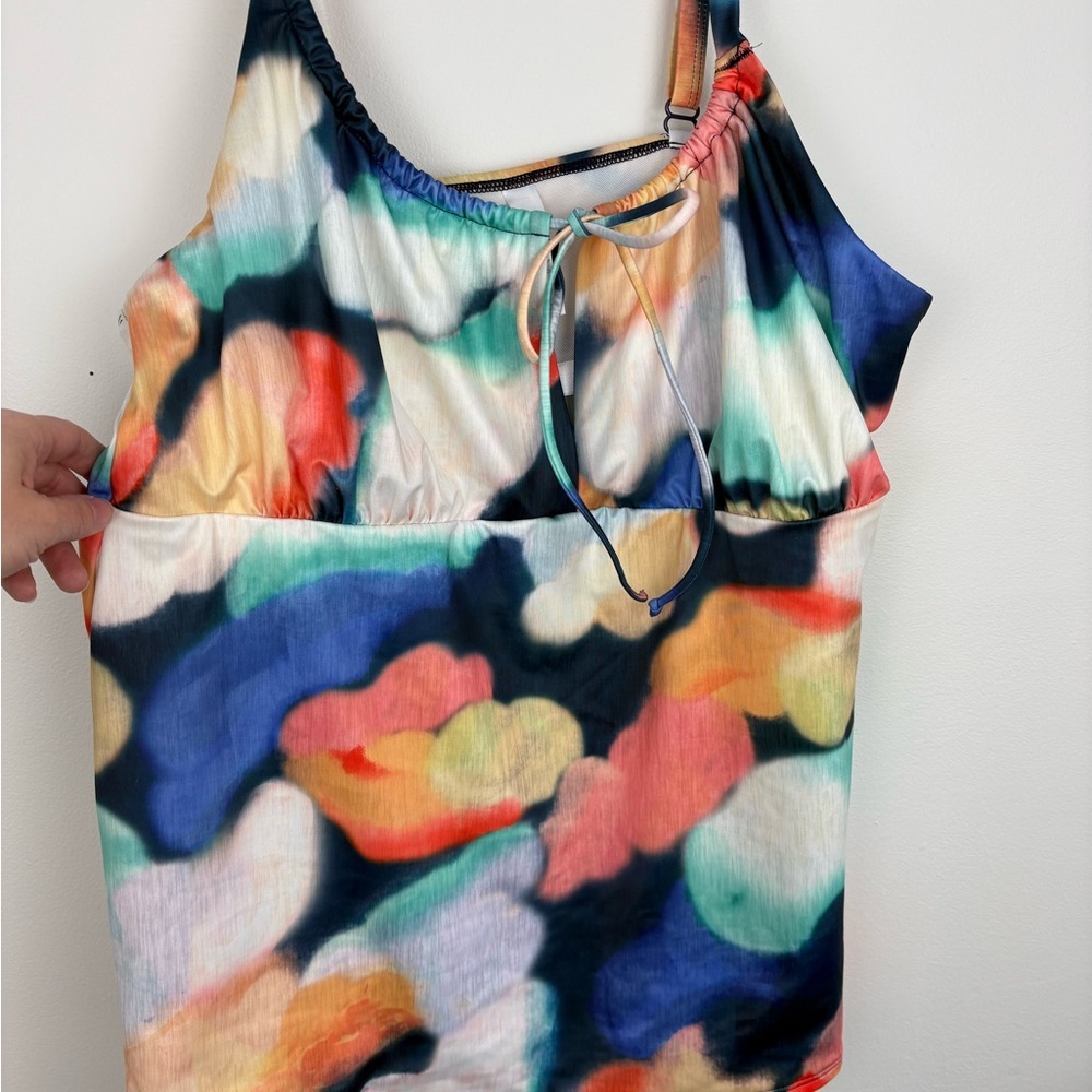 Cacique Lane Bryant Abstract Tankini Top & Swim Skirt size 22 peek-a-boo sexy - Picture 10 of 16